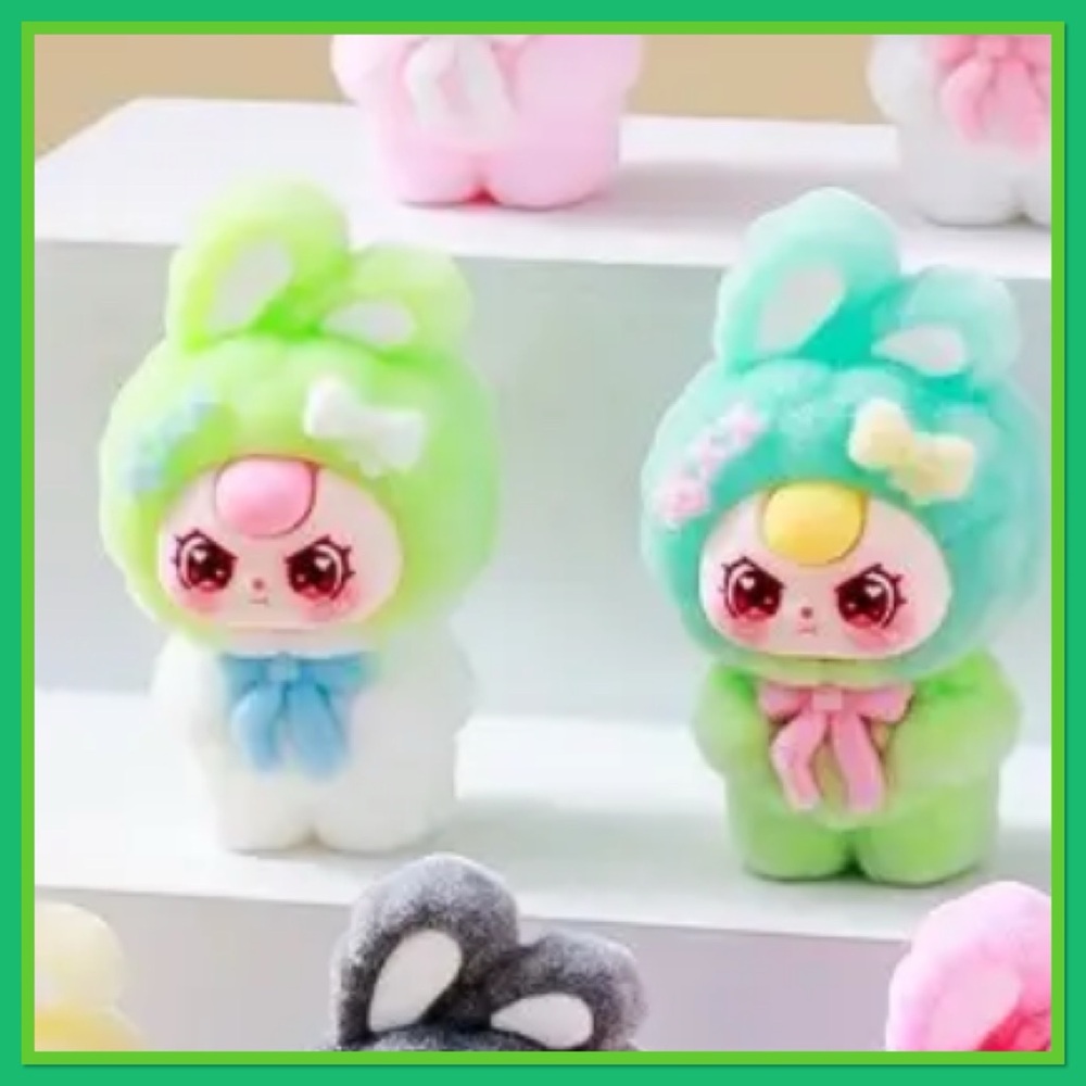 Adorable Mini-Macarons Bunny Plush Toy Set - Green and Blue